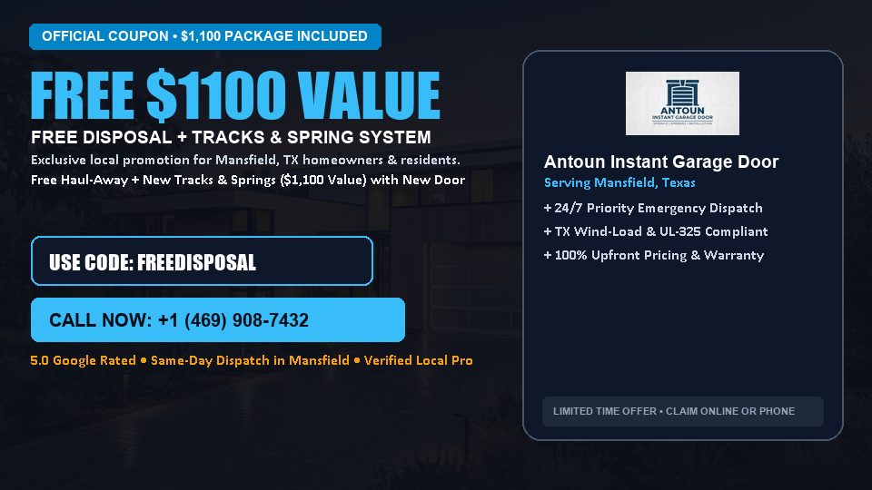 FREE Old Door Haul-Away & Heavy-Duty Tracks in Mansfield, TX - Antoun Instant Garage Door