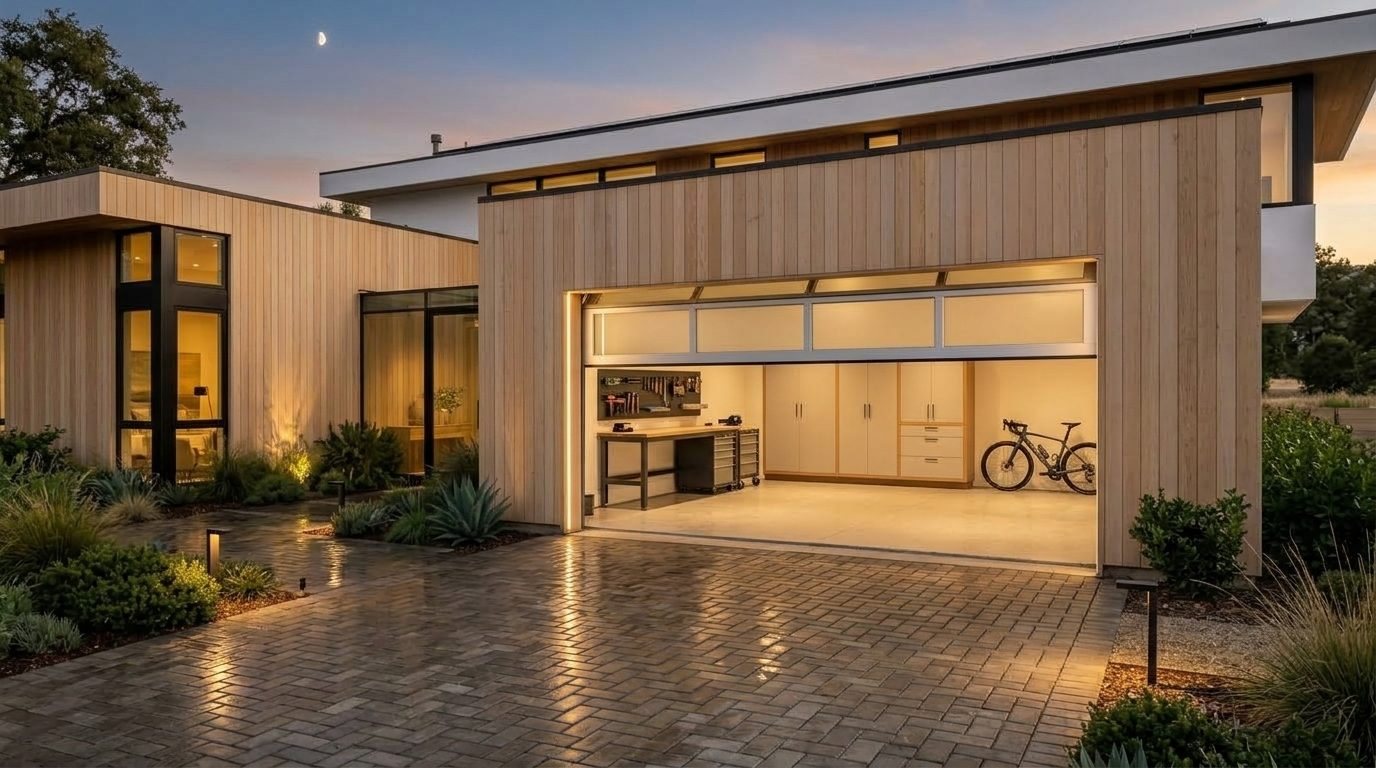 Antoun Instant Garage Door Garage Door Gliding Open Revealing Warm Illuminated Interior